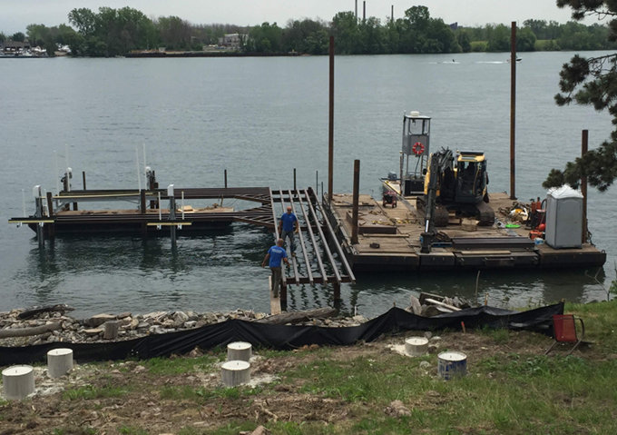 Image of custom dock under construction